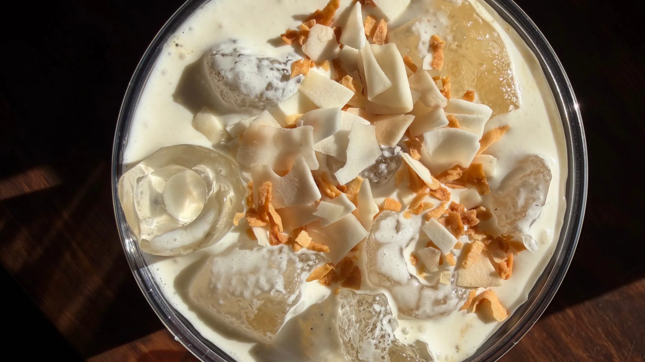 Refreshing Thai coconut dessert with jelly and toppings