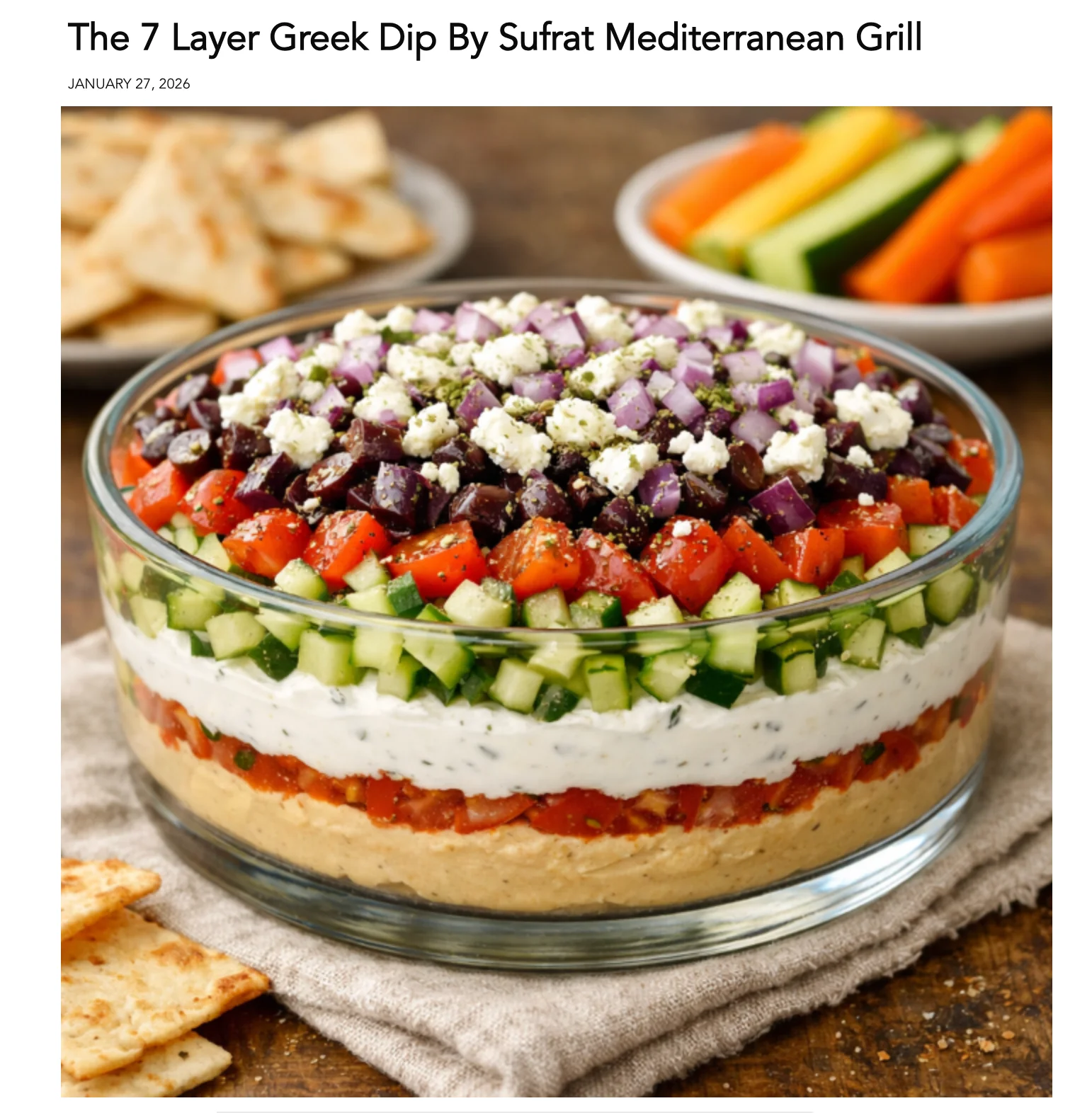 The 7 Layer Greek Dip By Sufrat Mediterranean Grill
