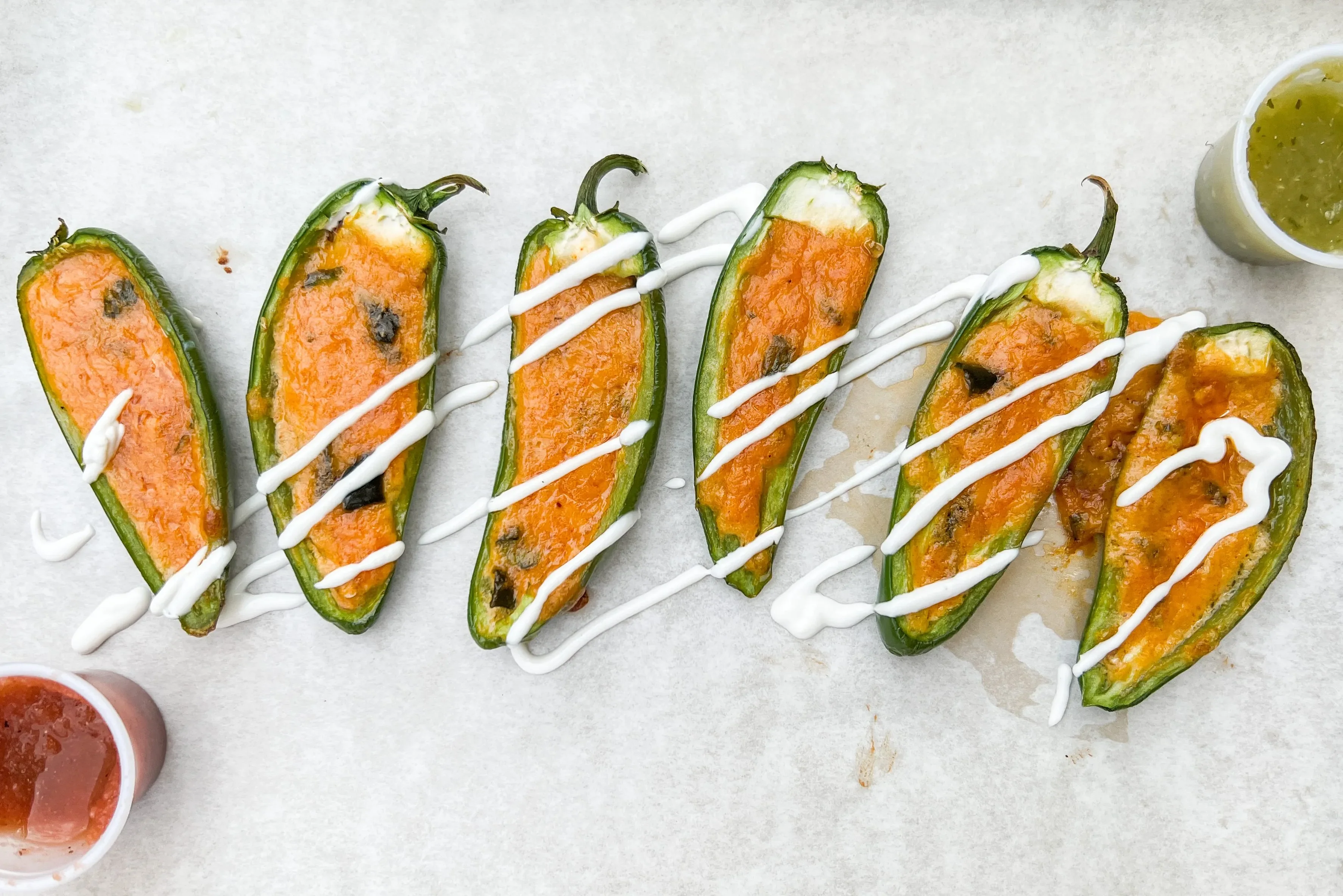 Stuffed jalapeños with cheese, a popular Mexican appetizer