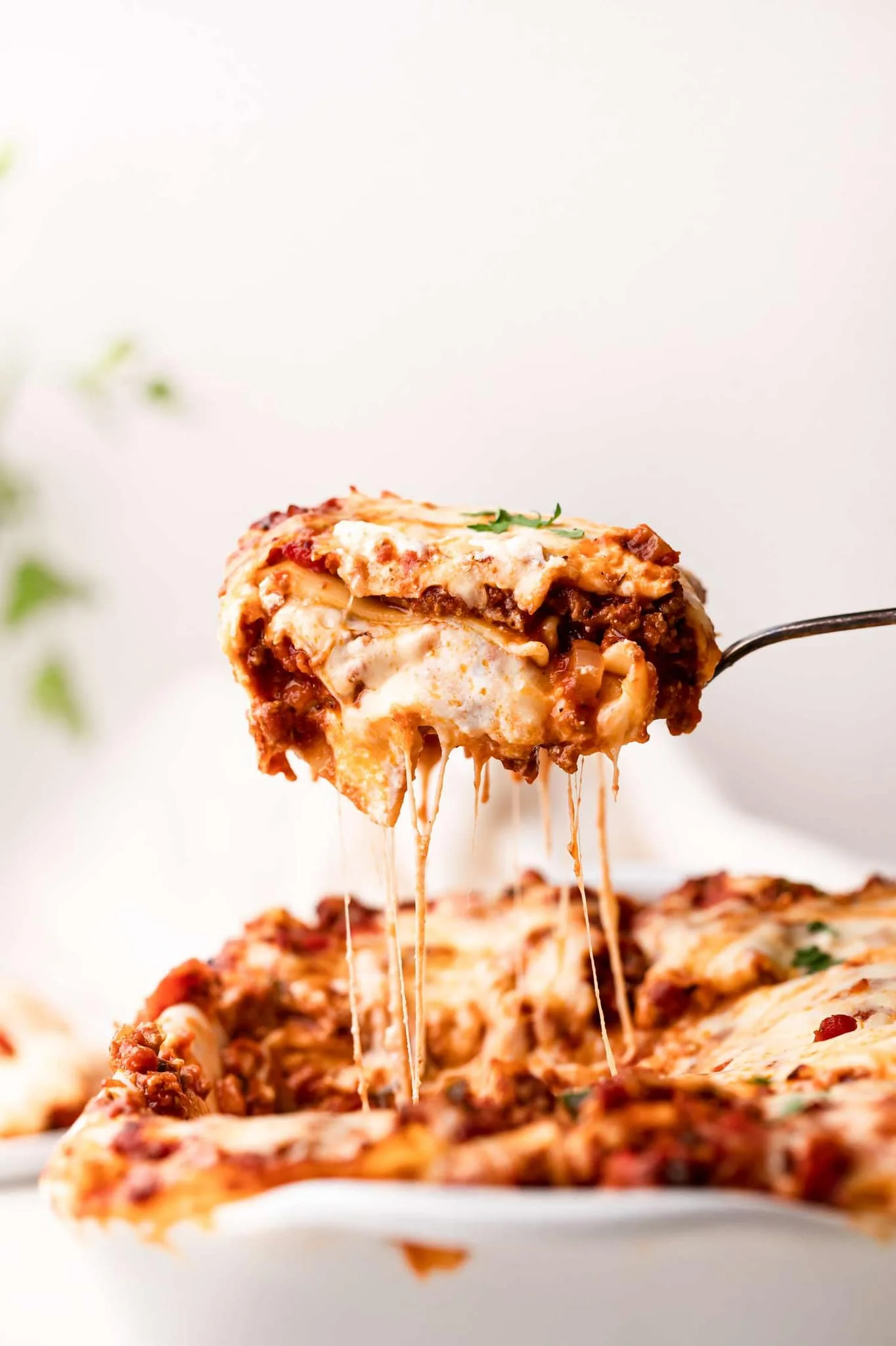 Cheesy Italian lasagna with rich meat sauce and melted mozzarella