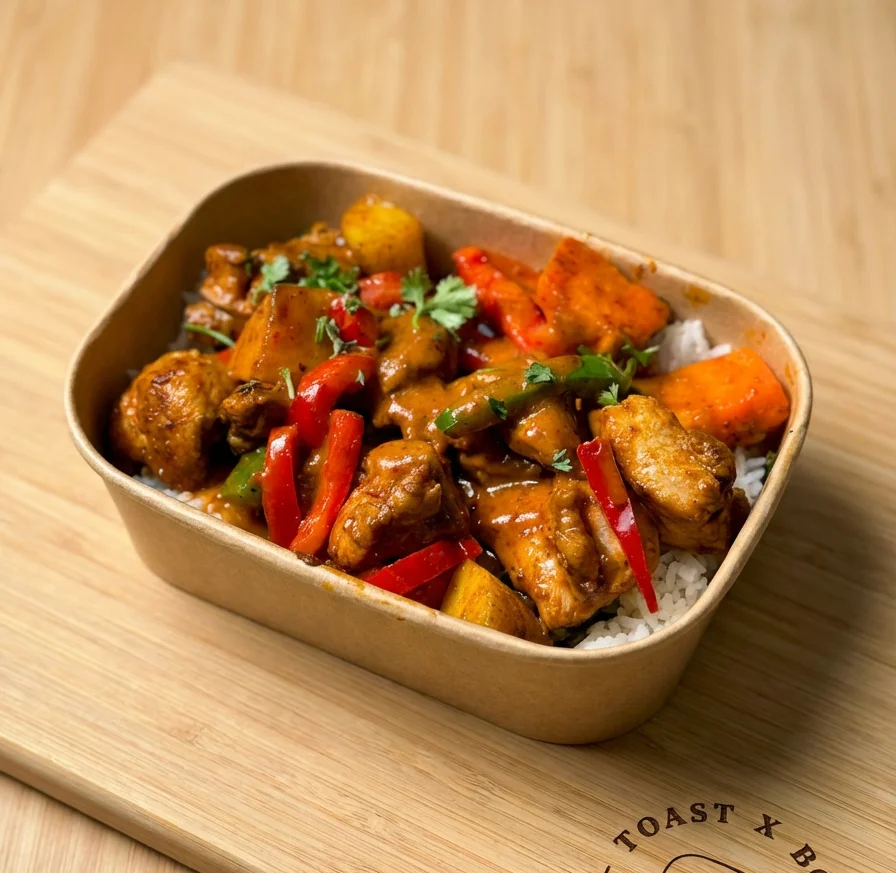 Savory chicken teriyaki bowl with vegetables over rice