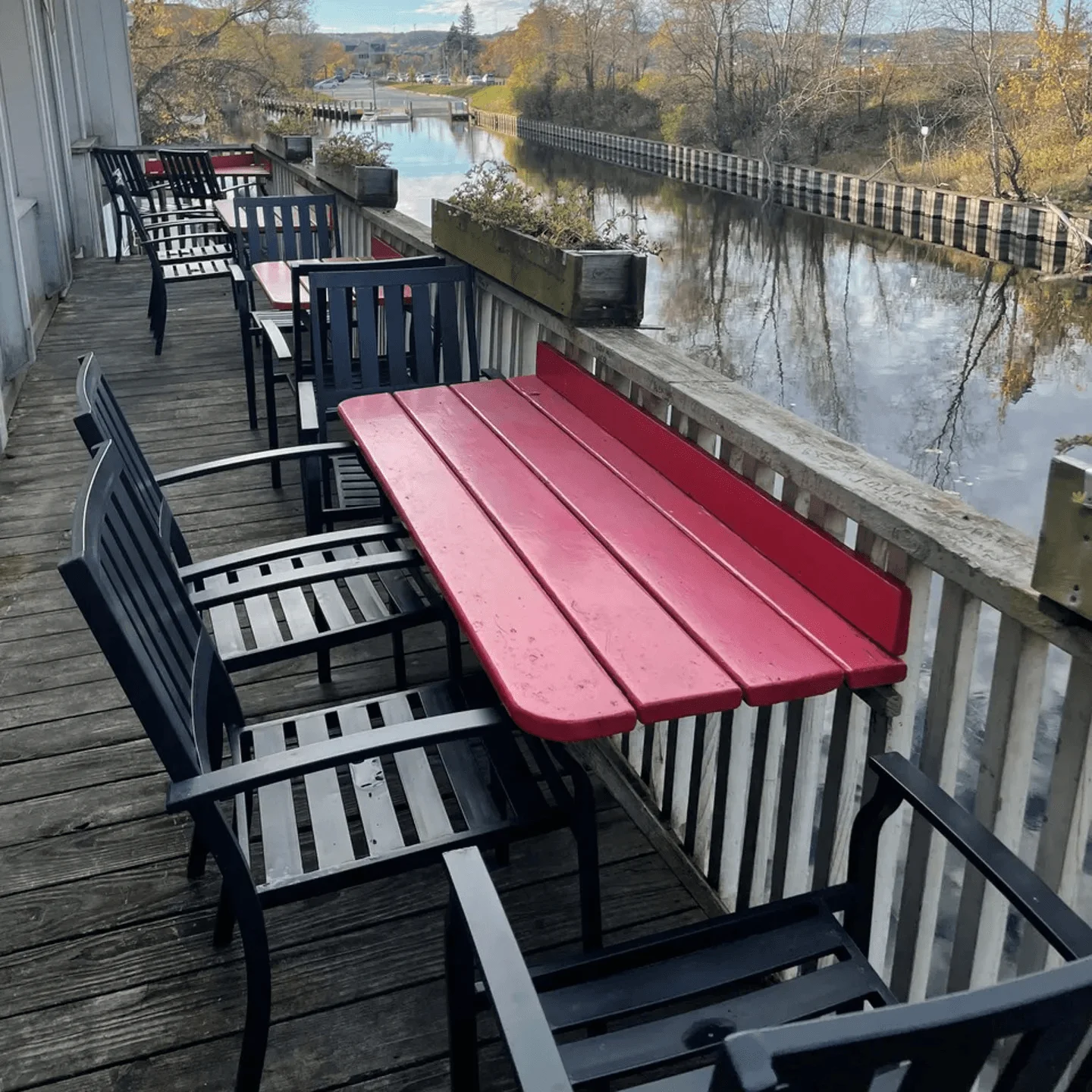 A bench at Paesano's Pizza