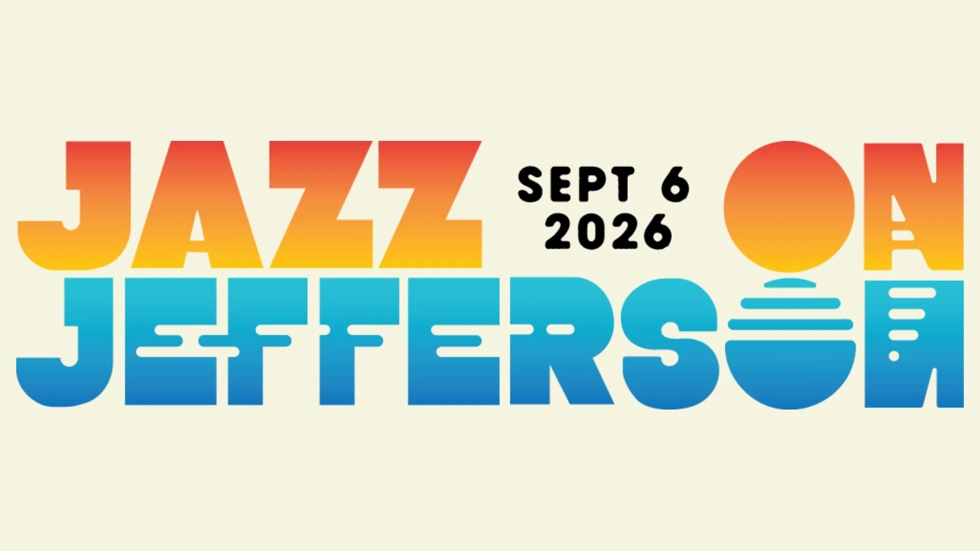 Colorful logo for Jazz on Jefferson event, September 6, 2026
