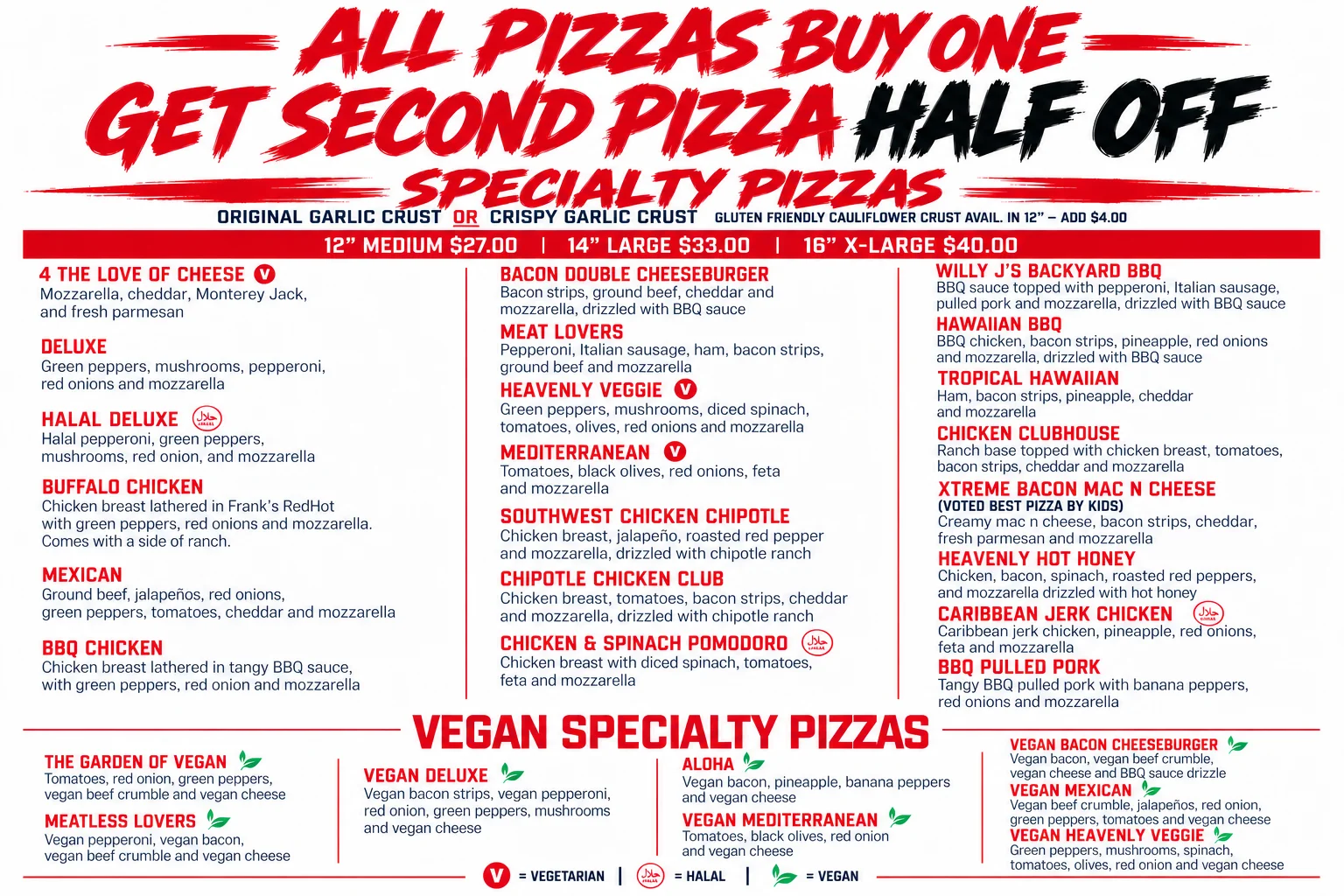 Pizza special promotional graphic with bold typography and 20% discount
