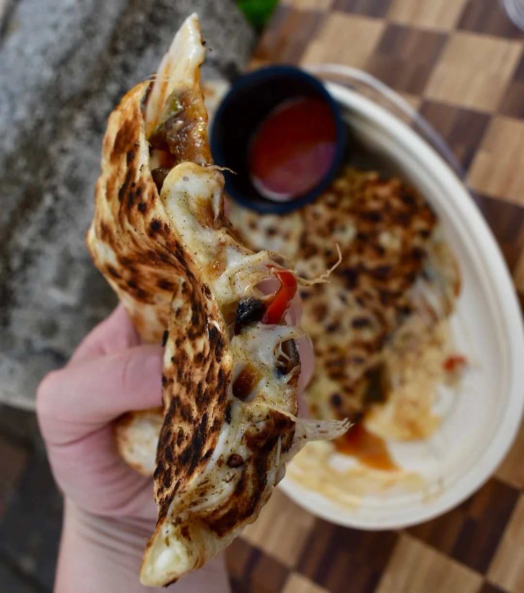 Cheesy quesadilla with grilled vegetables