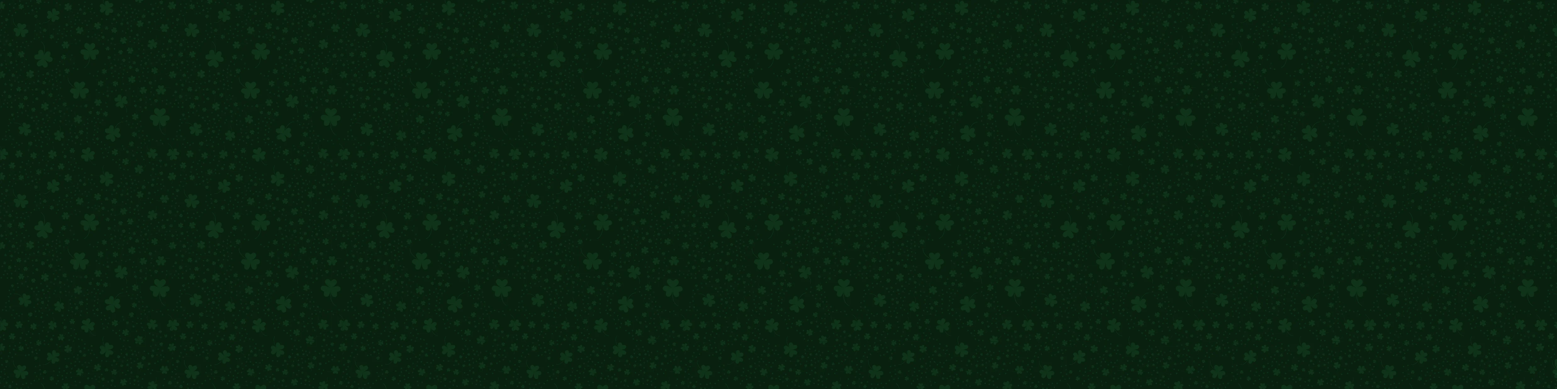 Dark green background with clovers and floral patterns