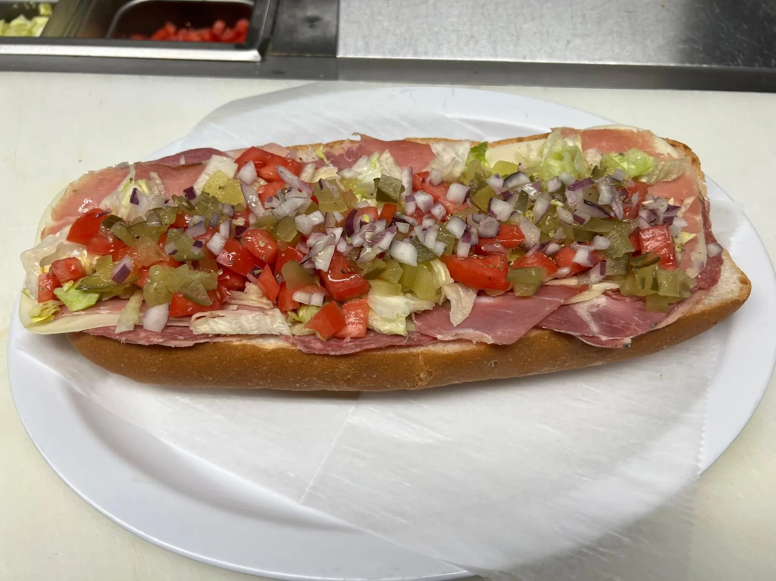 Italian sub sandwich loaded with fresh toppings