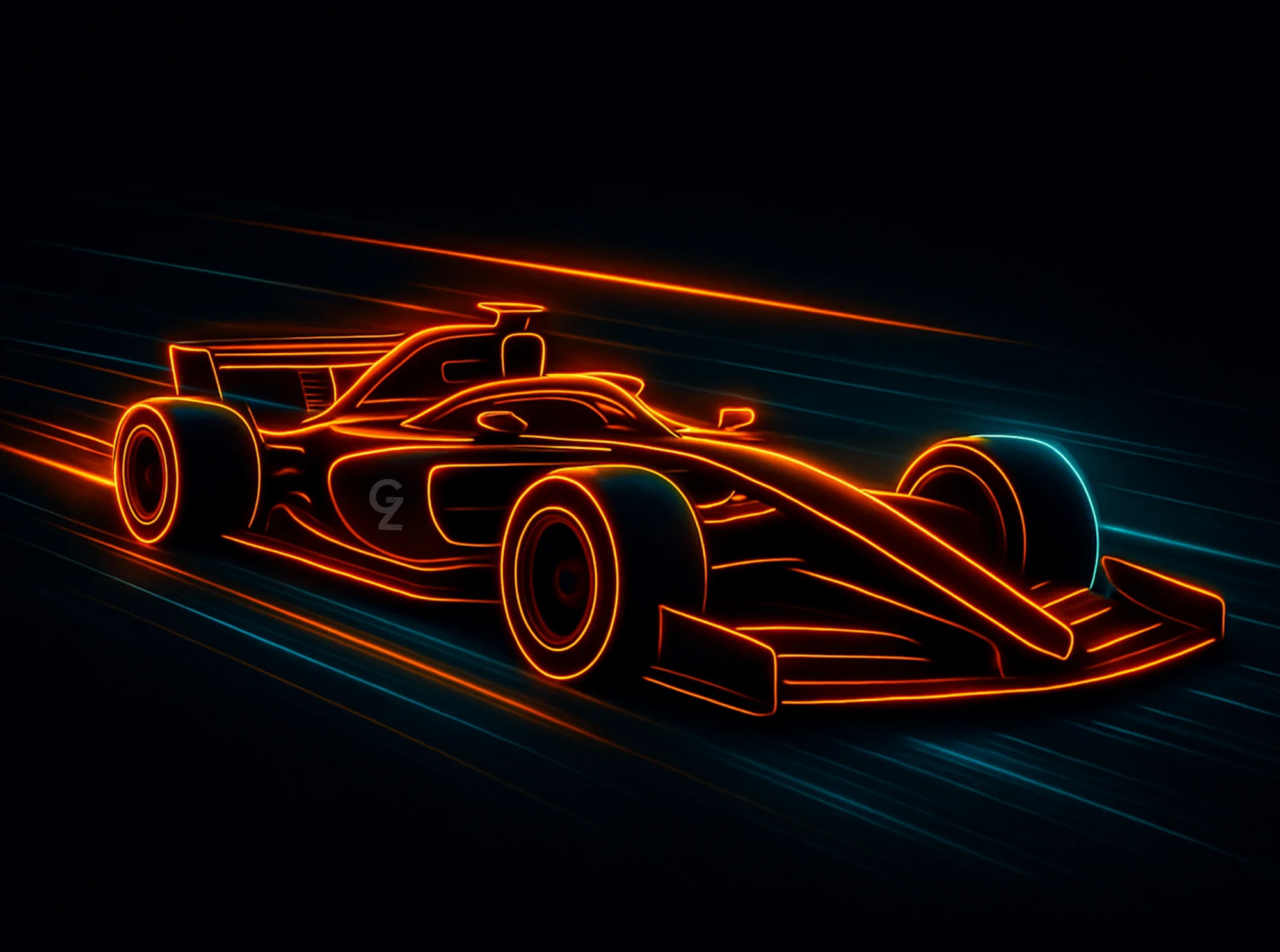 Futuristic racing car design in neon colors