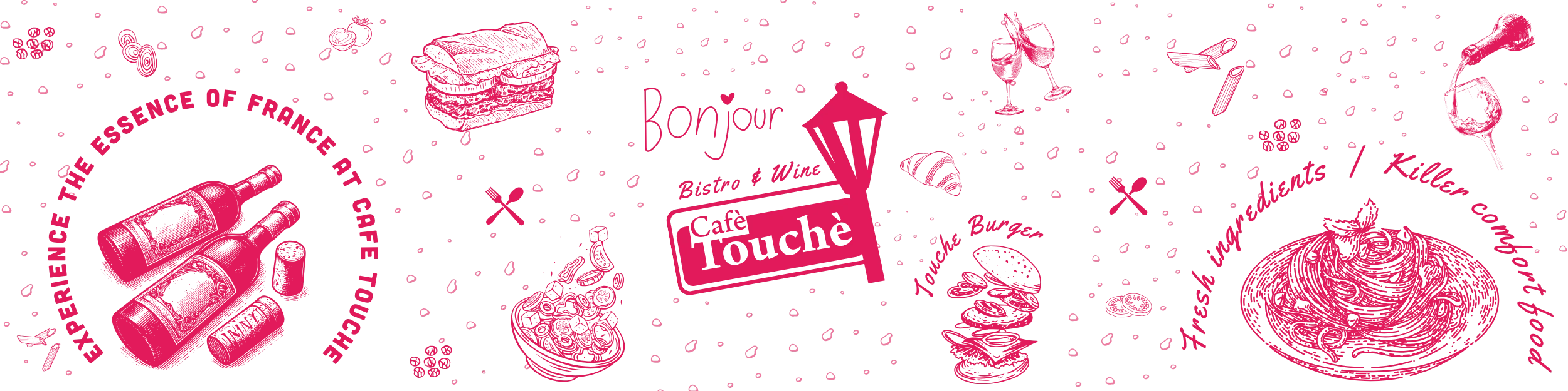 Charming bistro ambiance at Café Touché, showcasing French cuisine