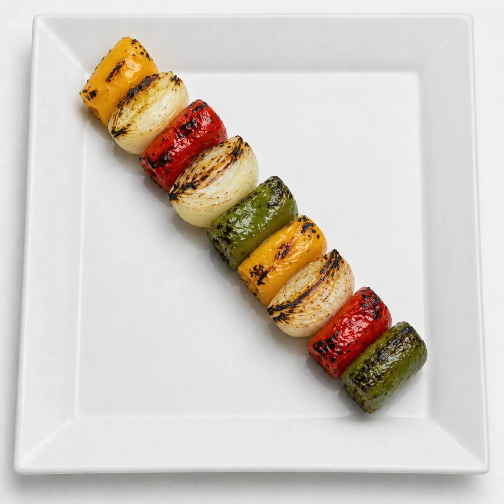 Colorful vegetable skewers grilled to perfection