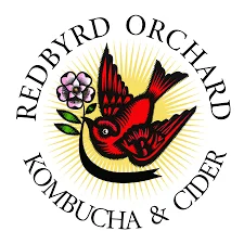 Redbyrd Orchard logo featuring a vibrant red bird and floral design