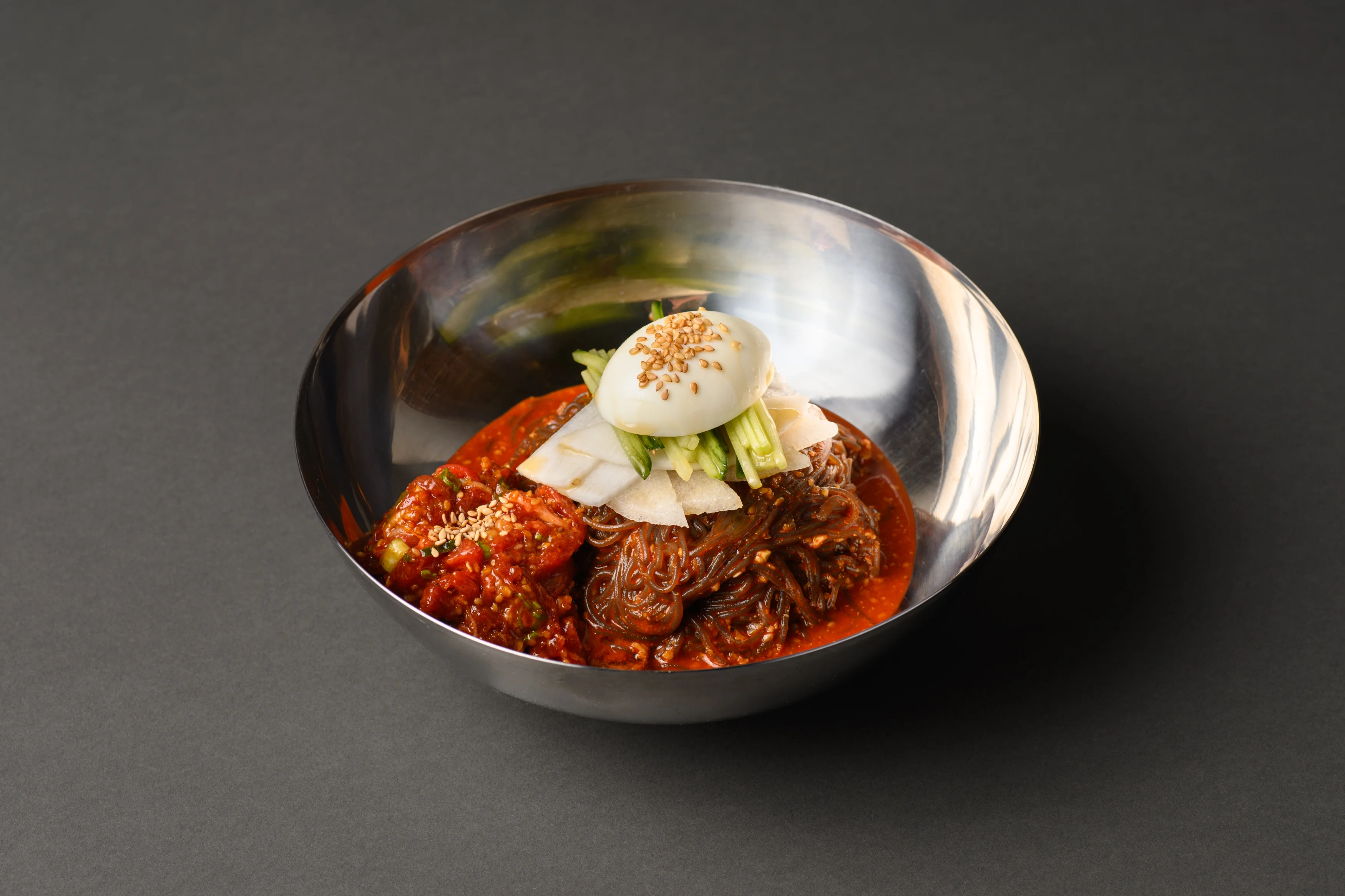 Korean jajangmyeon with savory sauce and vegetables