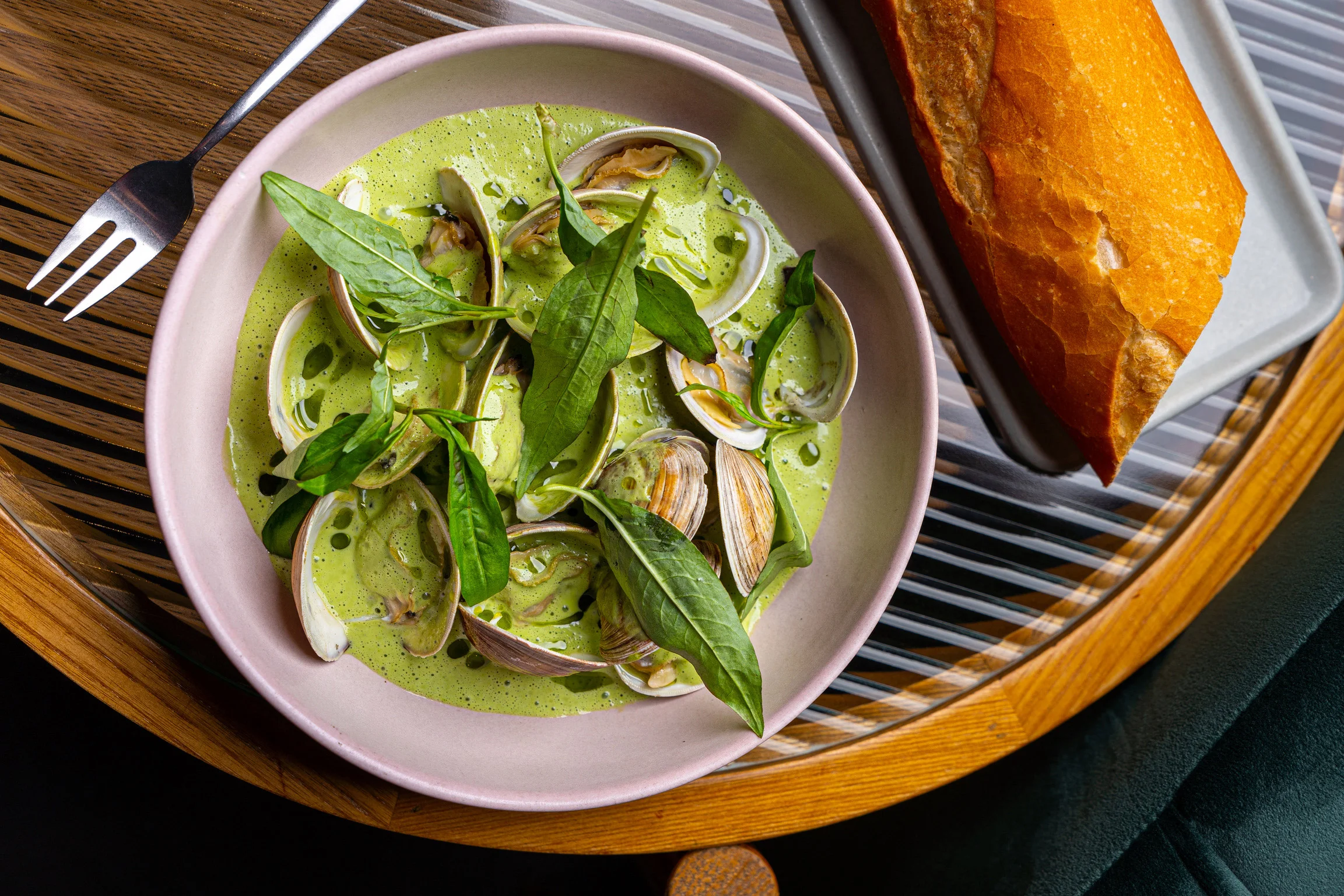LITTLENECK CLAMS & SALTSPRING MUSSELS Coconut, Lemongrass, Ong Choy, Rau Răm, Baguette