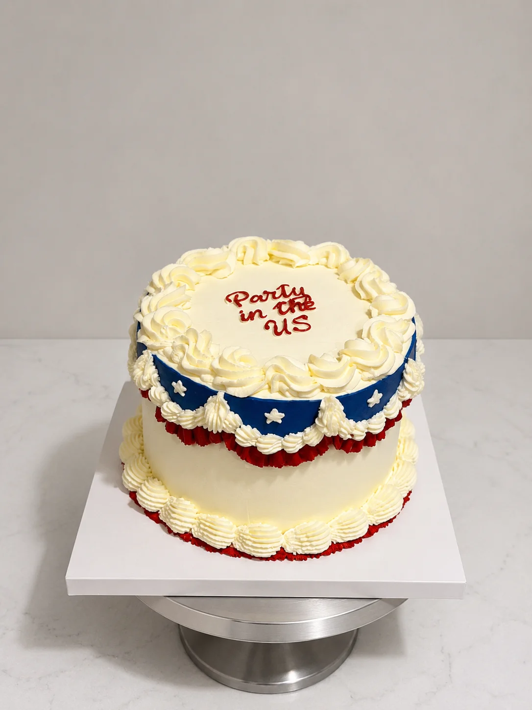 Festive American cake decorated for a celebration