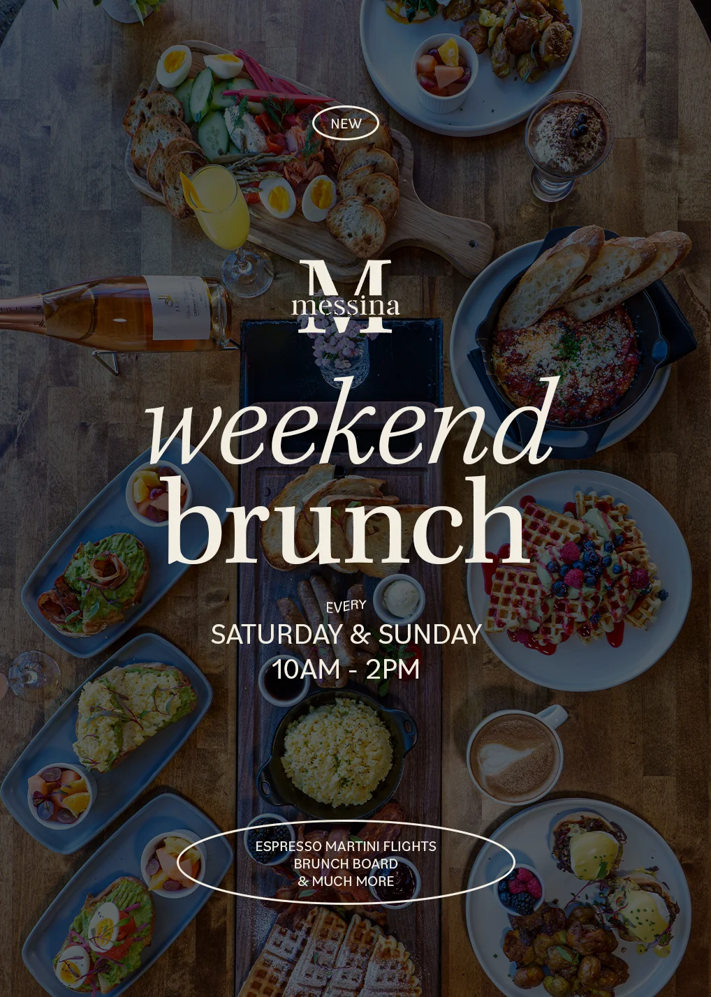 Brunch spread featuring various dishes at Messina restaurant