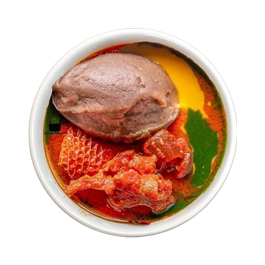 Nigerian efo riro with pounded yam