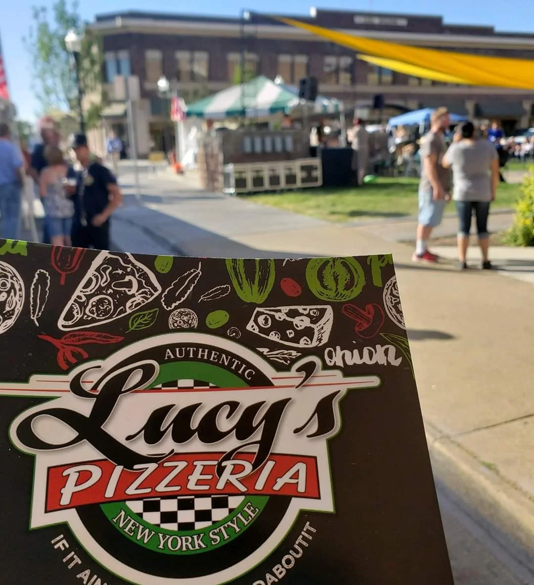outside event with a Lucy's menu