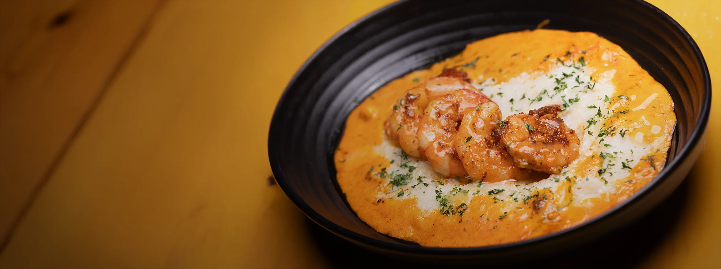 Plate of savory shrimp and grits