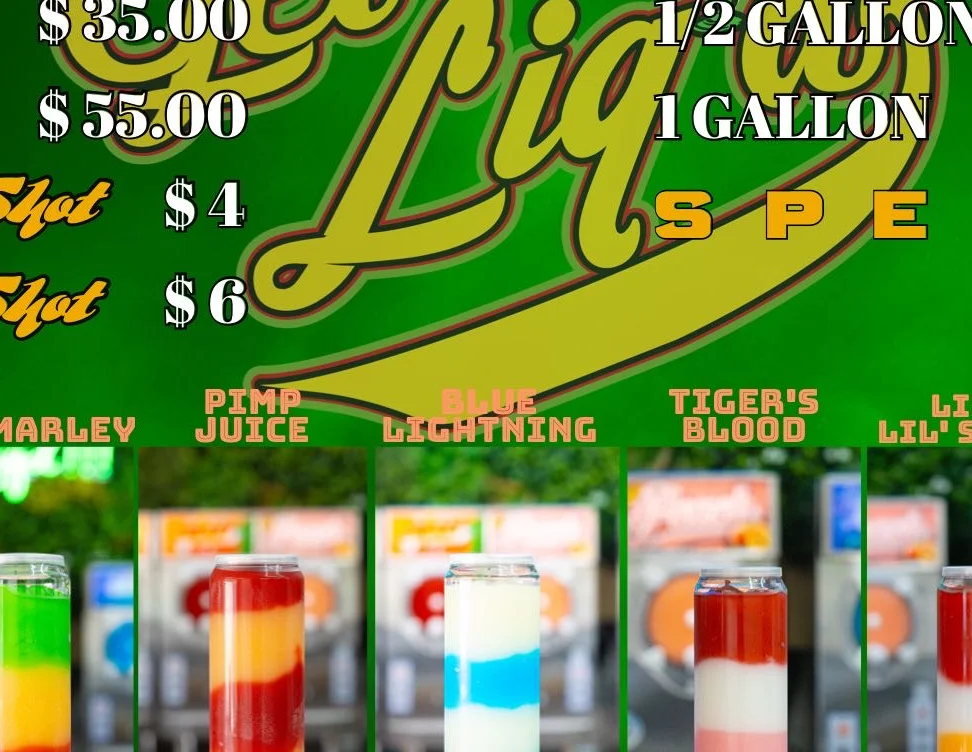 Colorful margarita menu featuring unique flavors and pricing