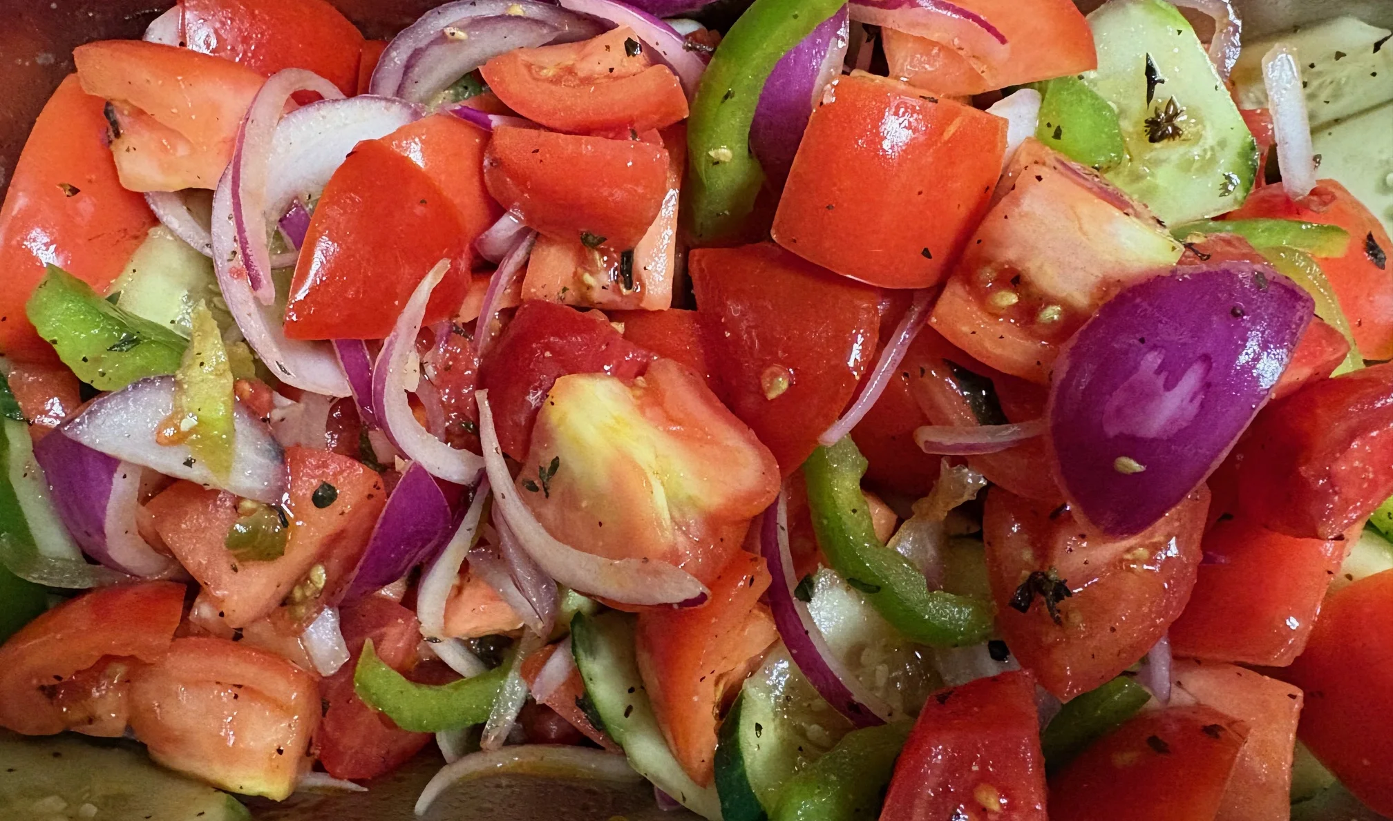 Fresh Mediterranean salad with tomatoes and onions