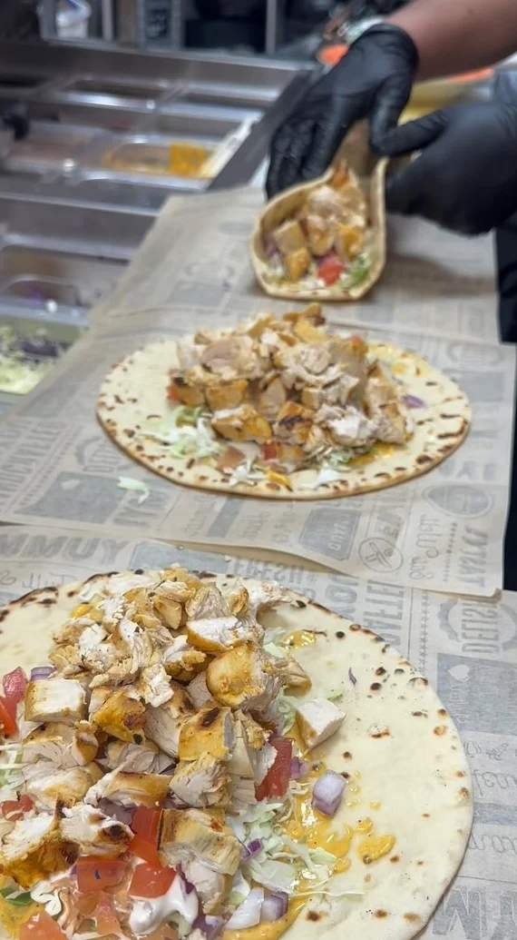 Chicken Pita Wrap Being Made