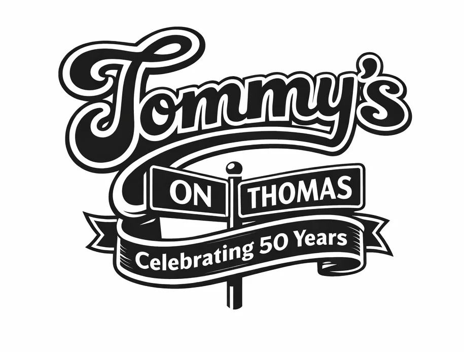 Logo for Tommy's on Thomas celebrating 50 years