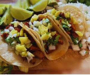 Authentic Mexican street tacos with pineapple salsa