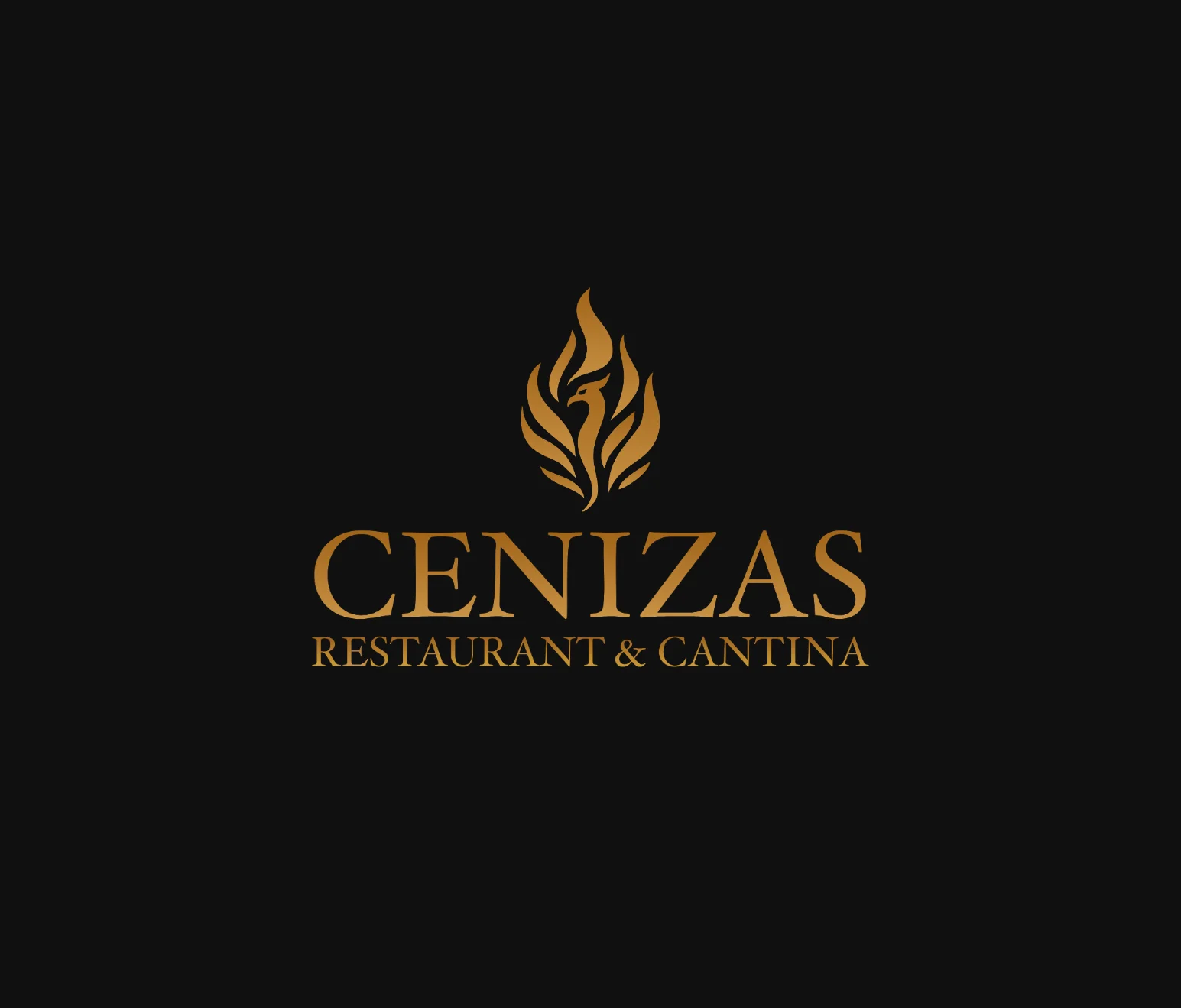 Cenizas Restaurant & Cantina logo with stylized flame emblem