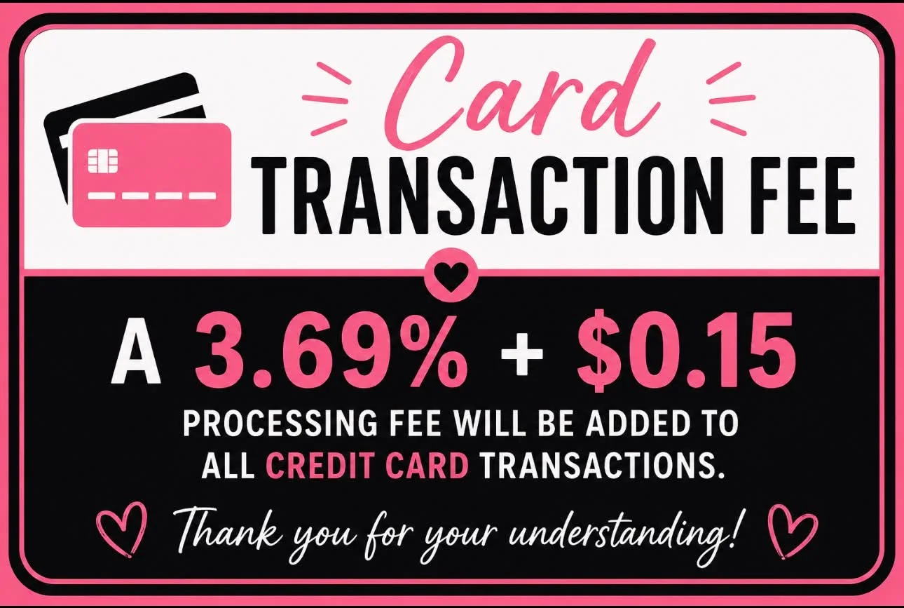 Card transaction fee notice for credit card payments