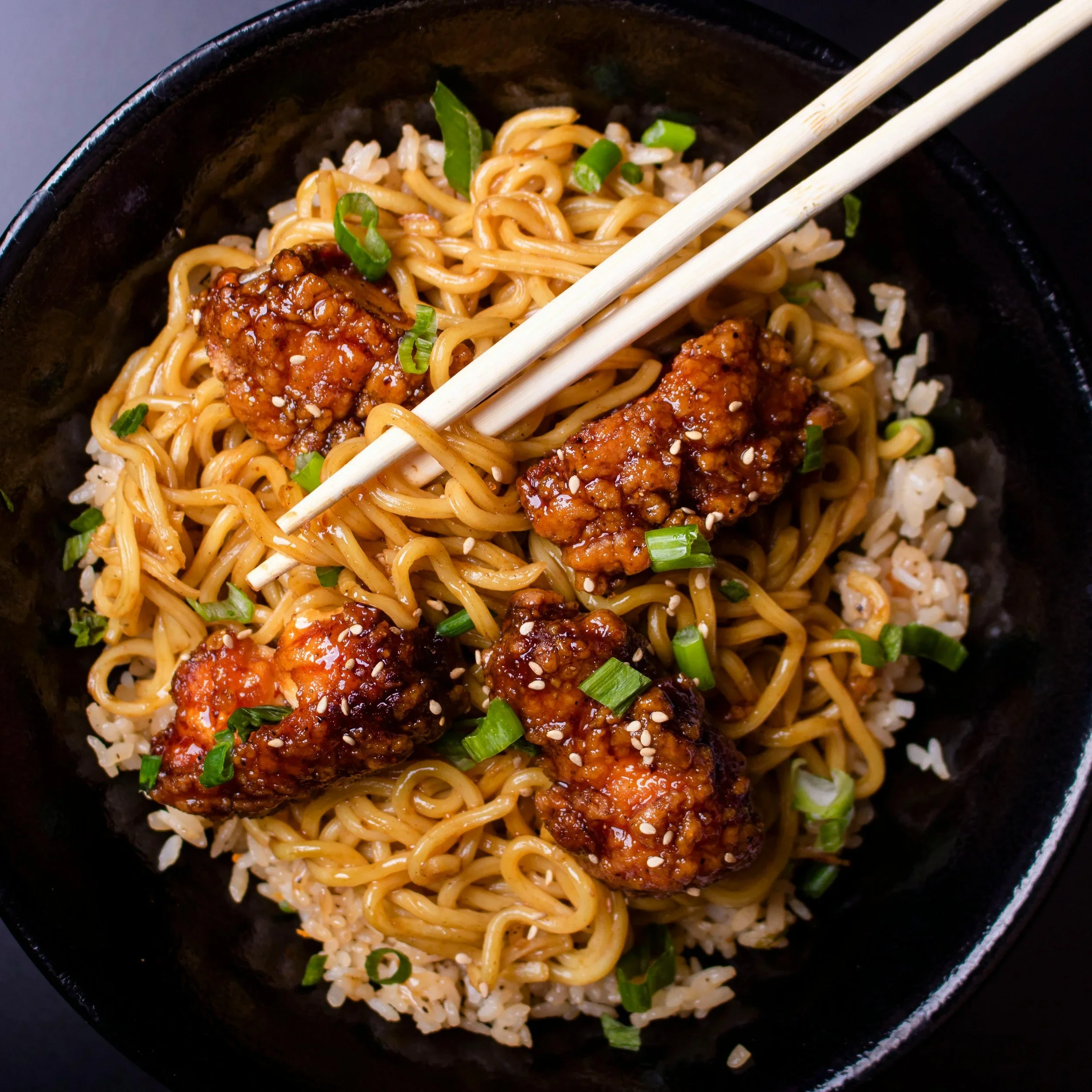 Crispy Chinese sweet and sour beef stir-fry with green onions