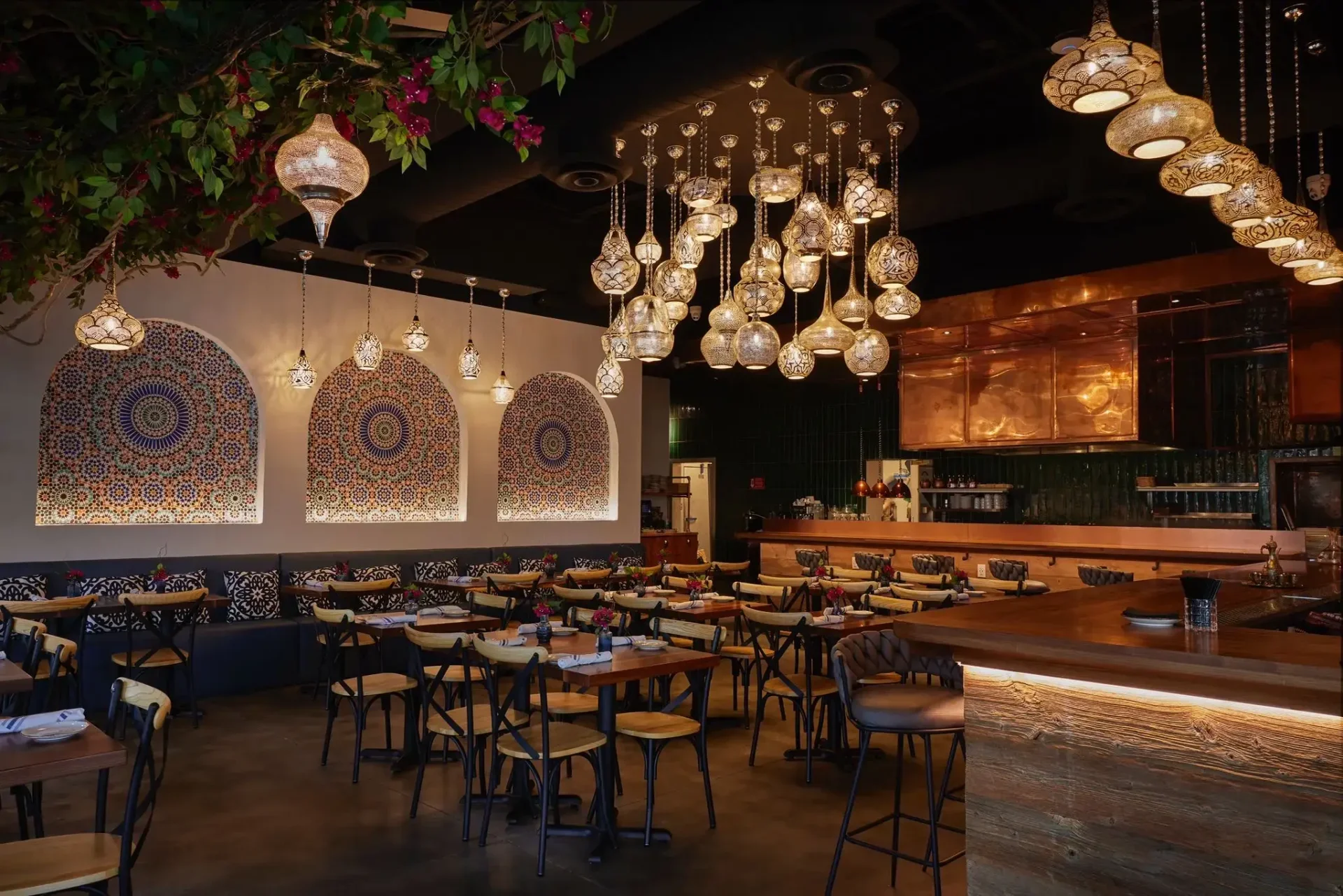 A relaxing space to dine at Sufrat Grill.