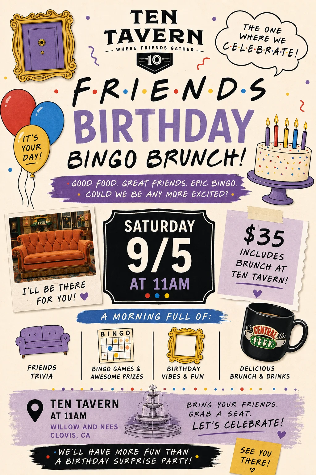 Friends Birthday Bingo Brunch