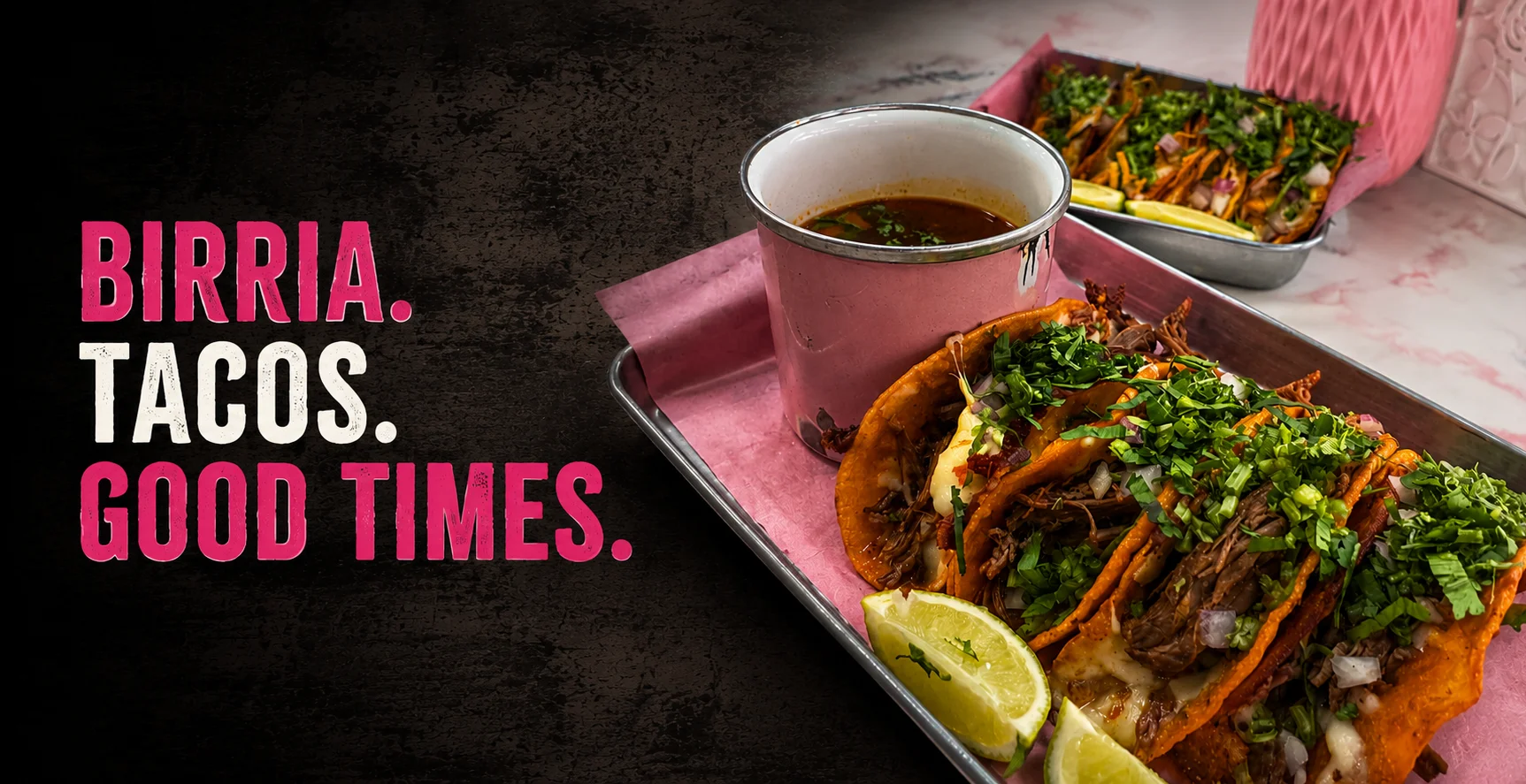 Pinky’s Tacos birria tacos with consomé