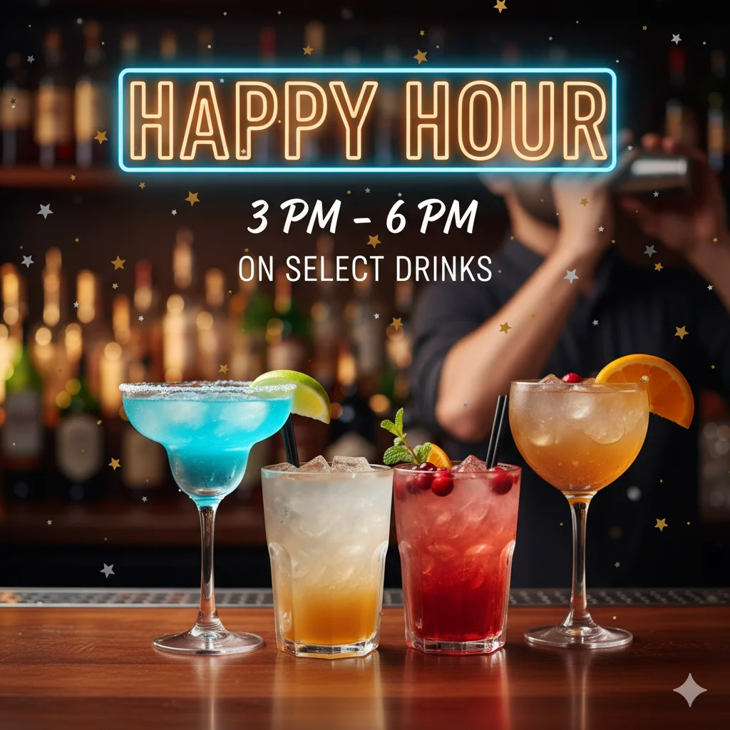 Colorful cocktails during happy hour at a modern bar