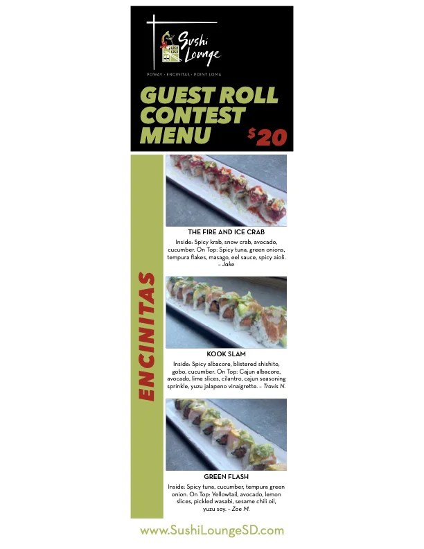 Encinitas guest roll menu