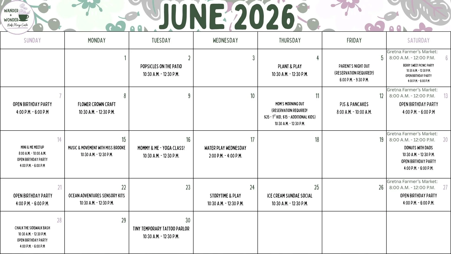 April 2026 Monthly Calendar in a pink minimalist design