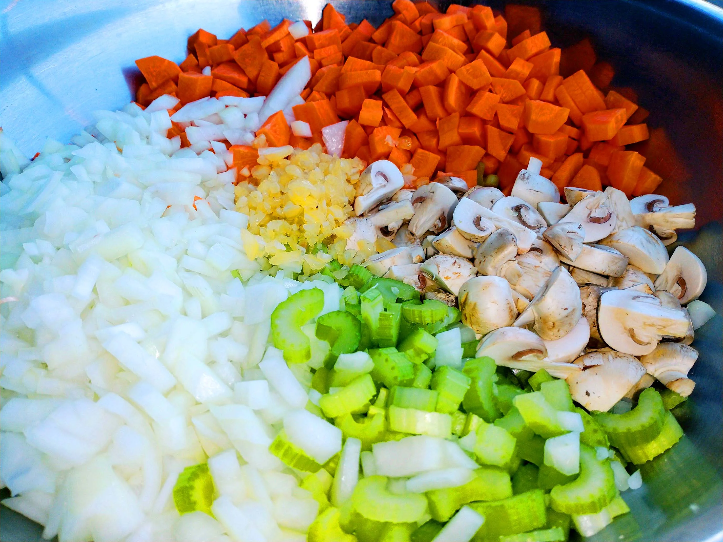 Chopped vegetables for a hearty vegetable soup