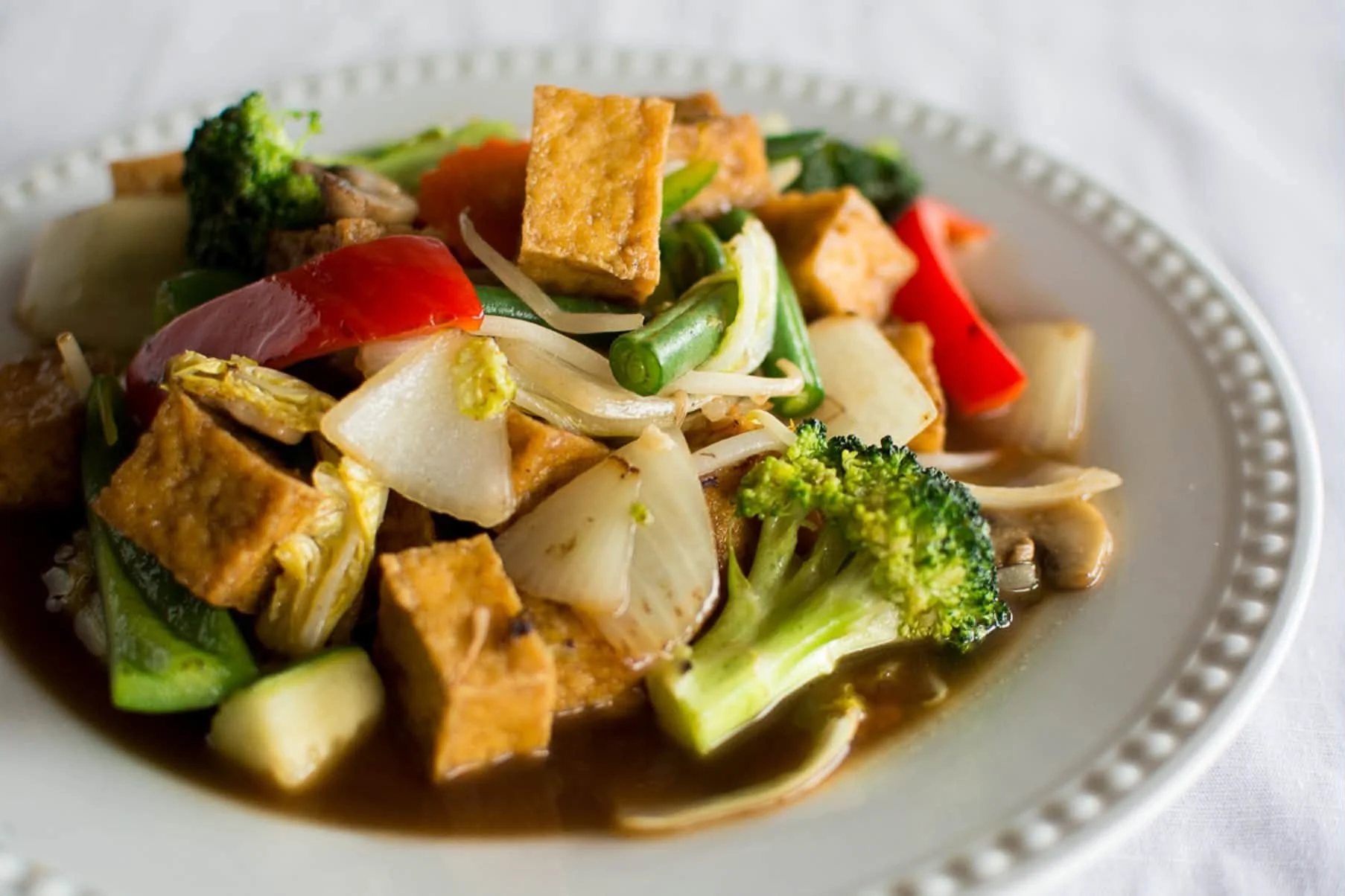Colorful vegetable stir-fry with tofu, a classic Asian dish