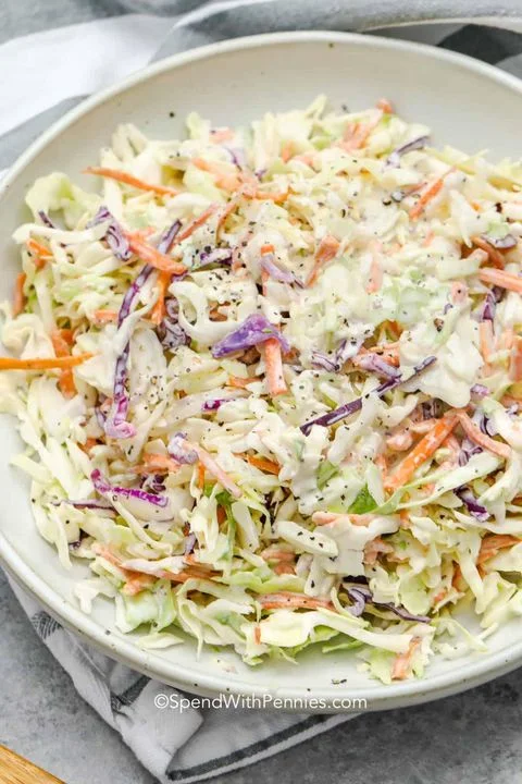 Classic coleslaw served in a bowl
