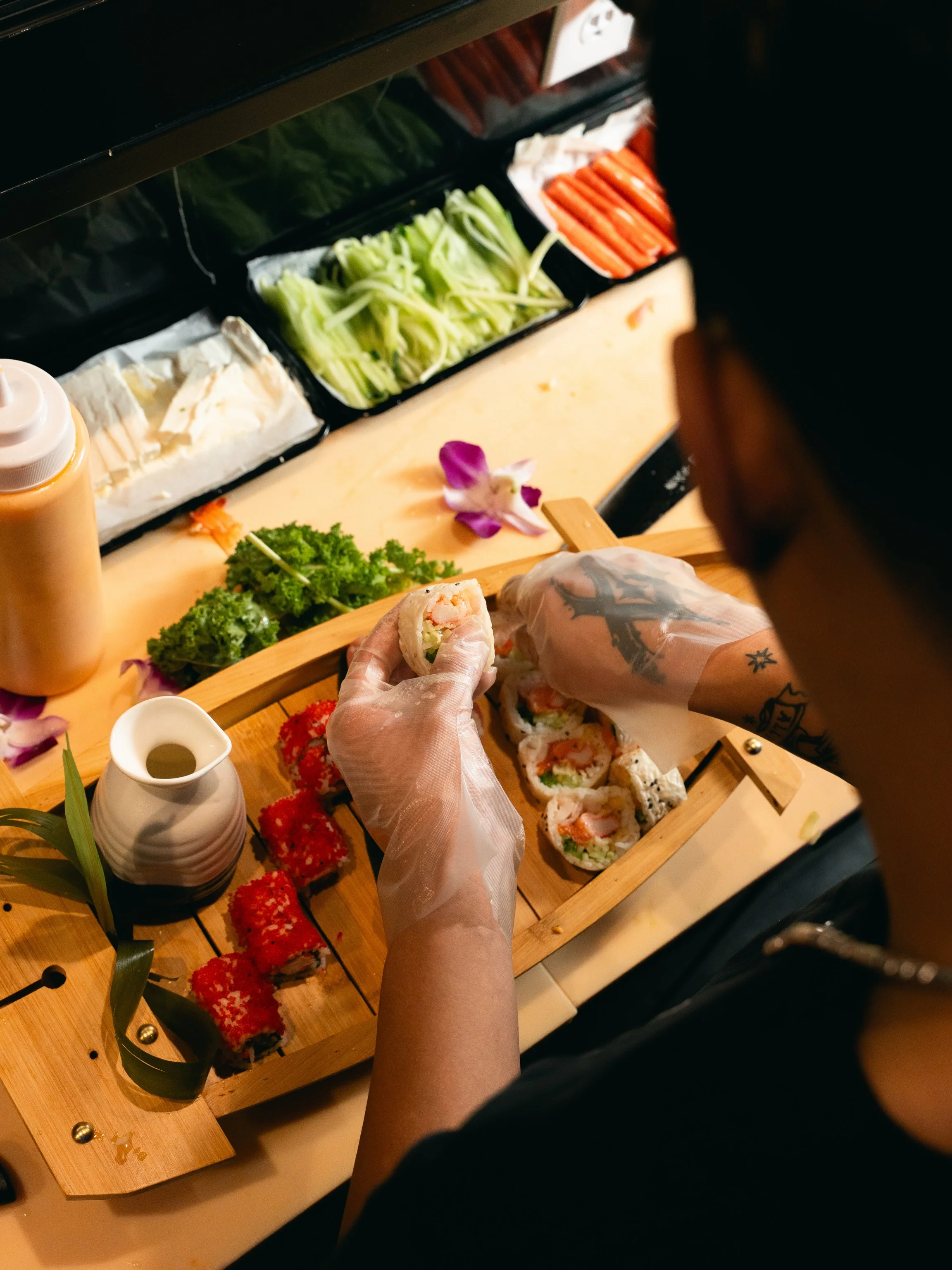 Japanese sushi featuring nigiri and unagi
