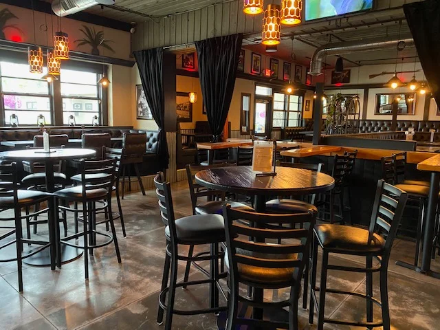 Cozy restaurant interior with modern decor and warm lighting