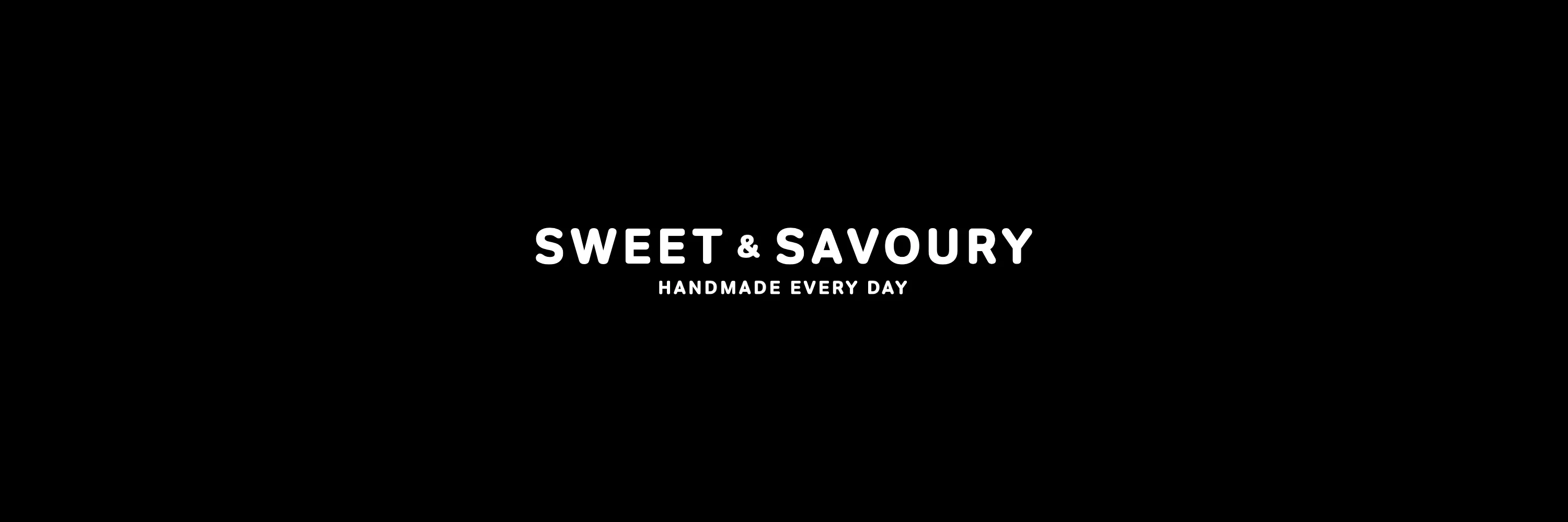 Black restaurant branding graphic with bold white typography