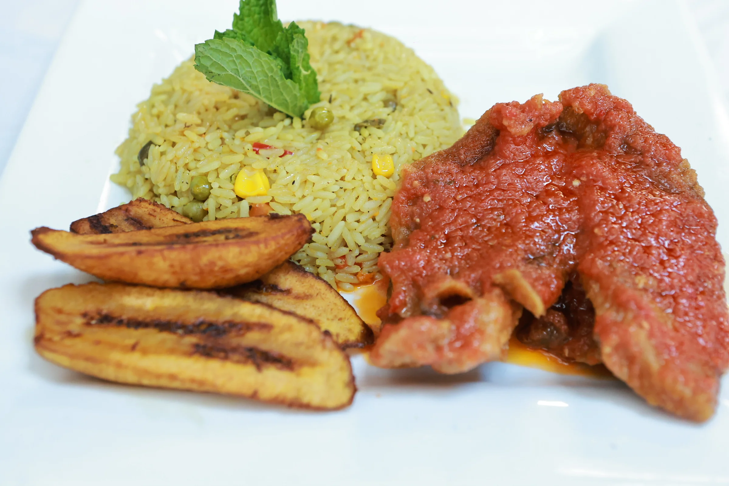 Nigerian Rice, Chicken and Plantains
