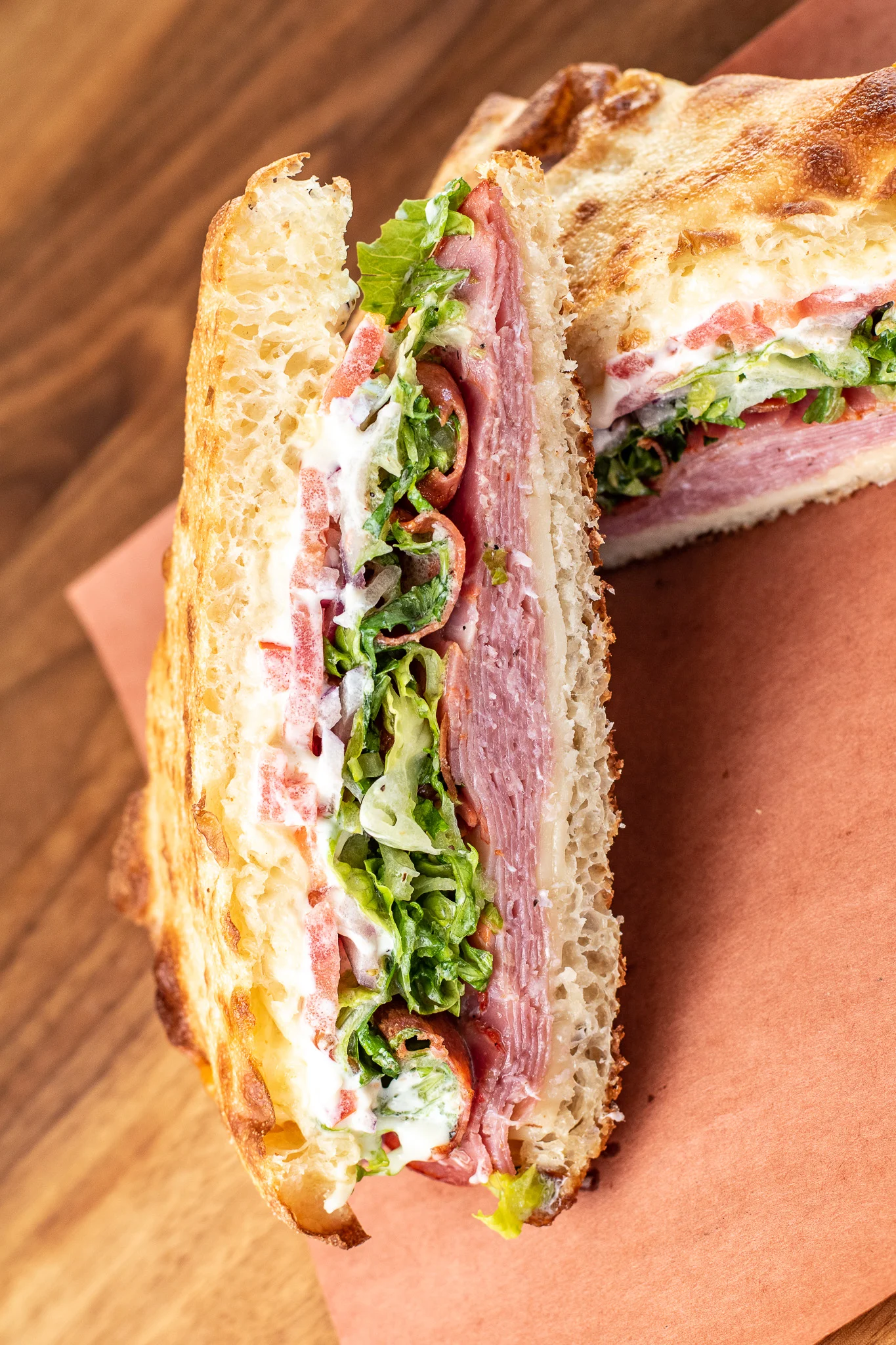 Delicious Mexican torta with grilled meat and fresh salsa