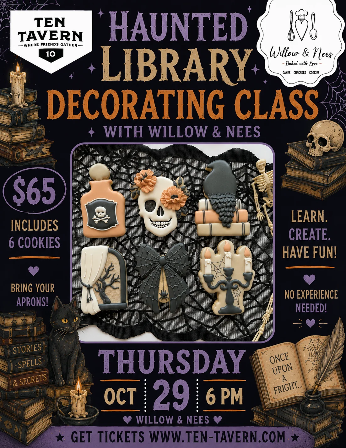 Cookie decorating class with themed cookies for Summerween