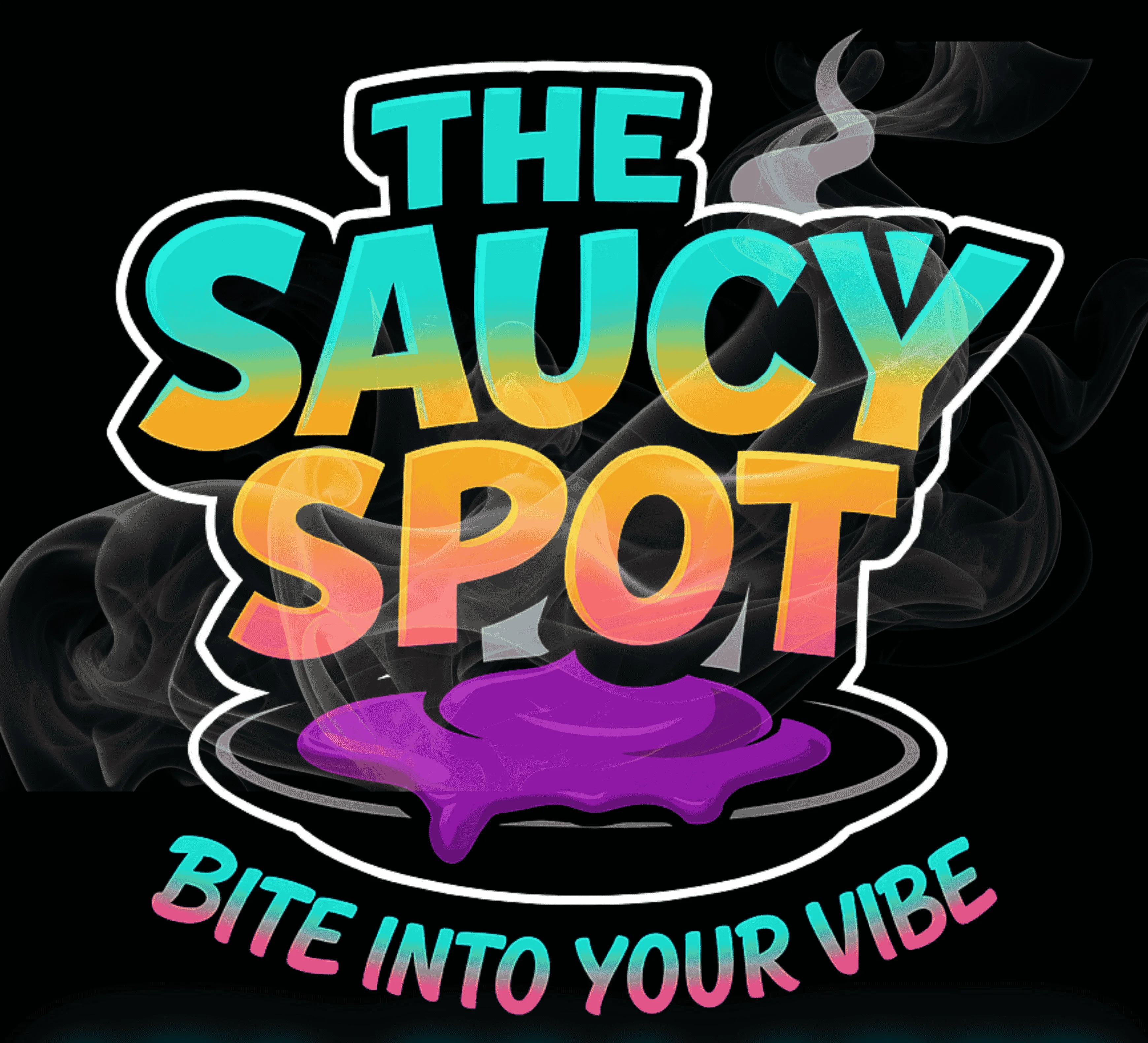 Logo of The Saucy Spot restaurant with vibrant colors and playful design