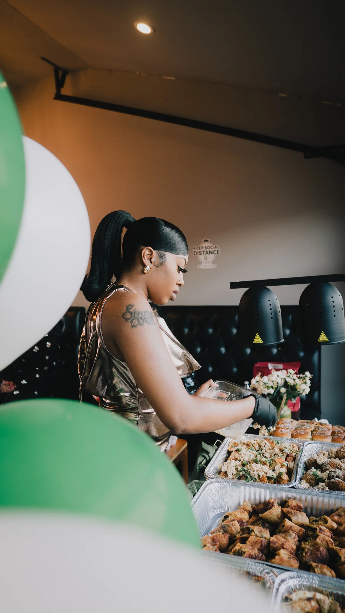 Caterer preparing Southern comfort food at an event