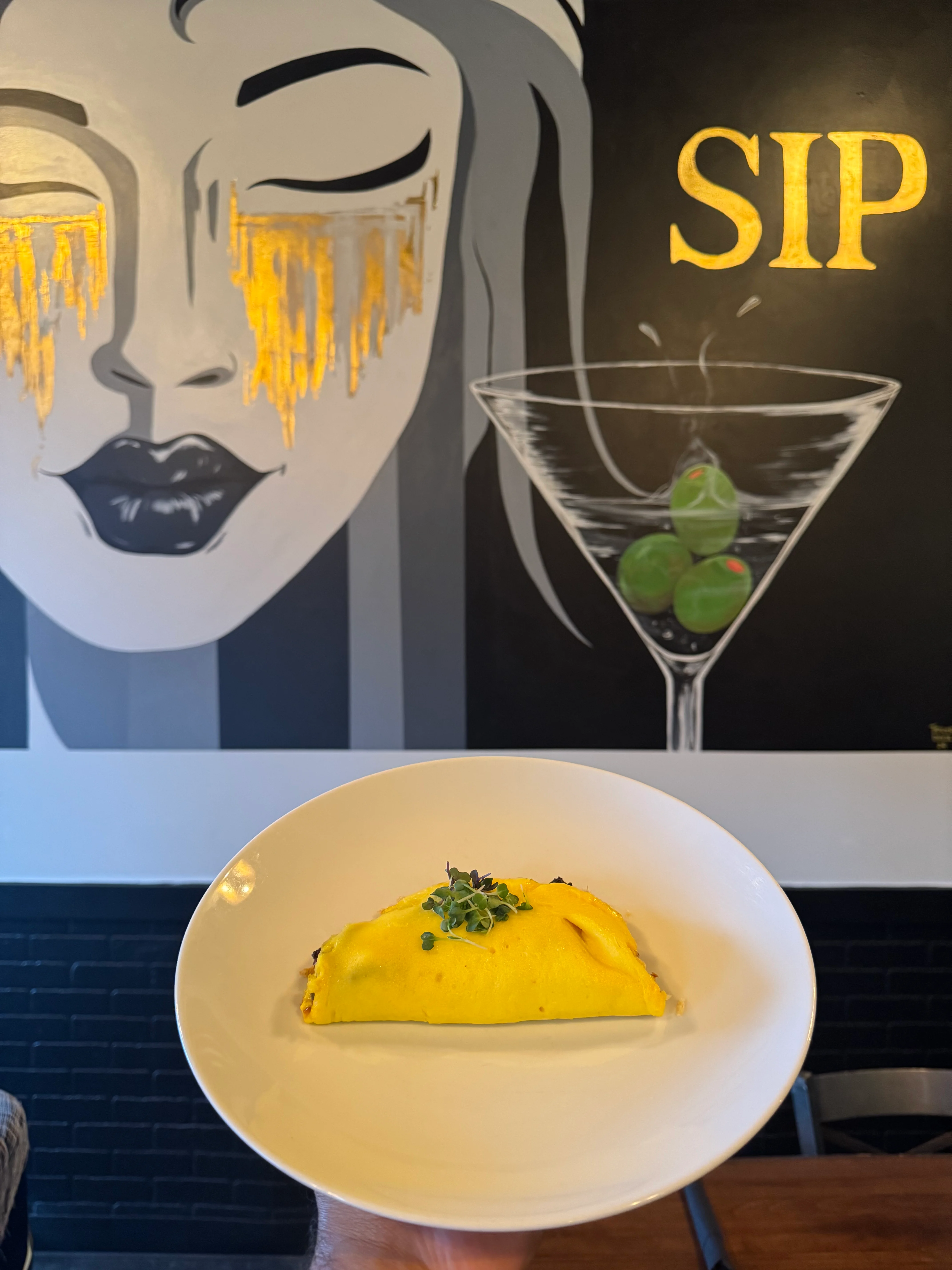 Fluffy Japanese omelette served in a modern restaurant