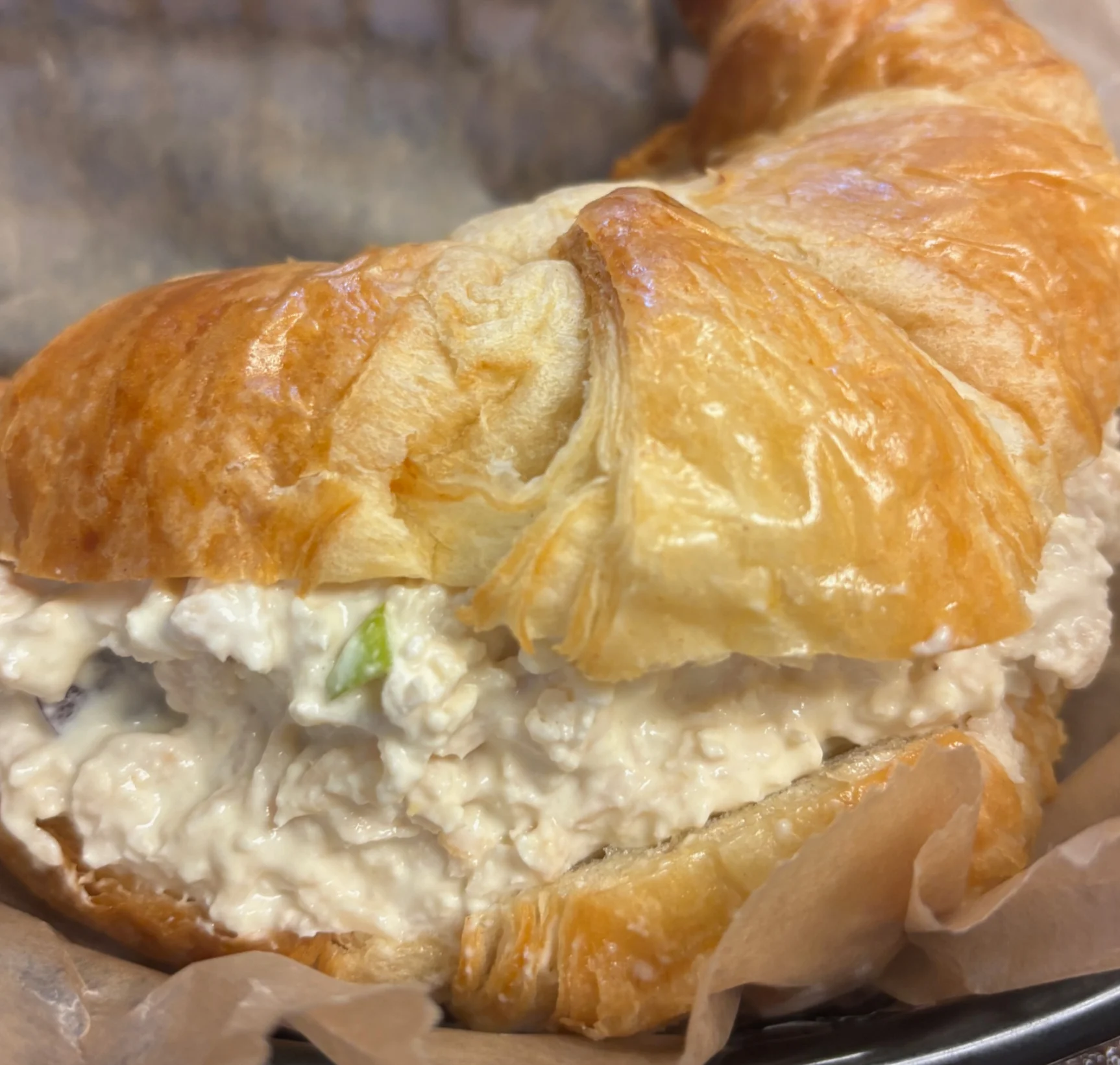 Croissant sandwich with chicken salad filling