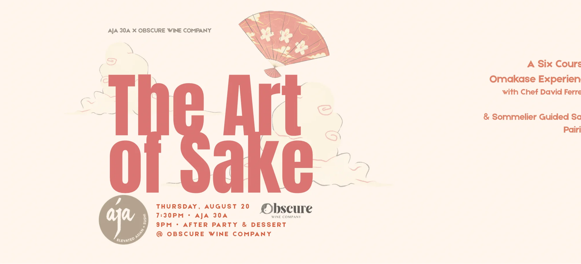 Promotional poster for a sake tasting event featuring omakase dining